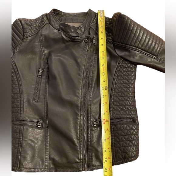 Ci Sono by Cavalini Women's Black Faux Leather Moto Bomber Jacket Size Small - Picture 12 of 13